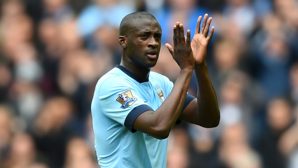 Will Yaya Toure be able to save Manchester City applauds supporters as he is replaced during the Barclays Premier League match between Manchester City (Photo by Shaun Botterill/Getty Images)