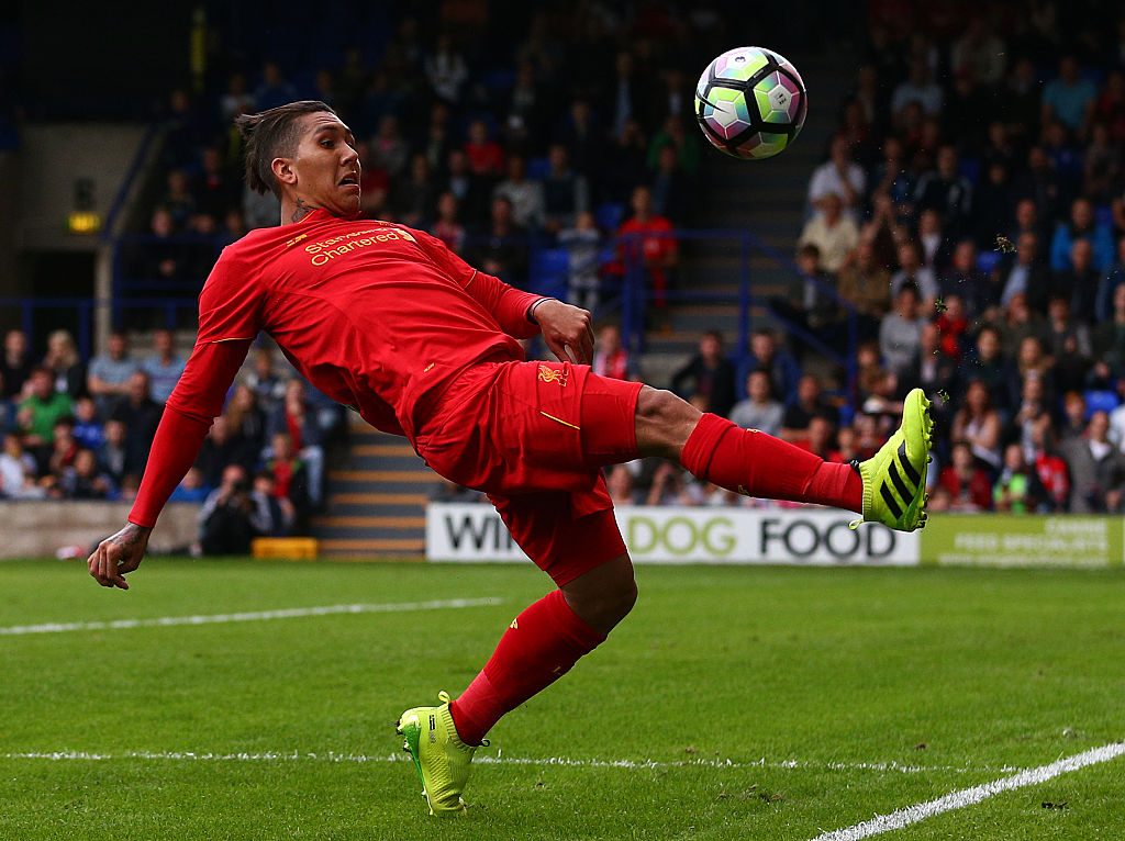 BIRKENHEAD, ENGLAND - JULY 08: Roberto Firmino of Liverpool during the Pre-Season Friendly match between Tranmere Rovers and Liverpool at Prenton Park on July 8, 2016 in Birkenhead, England. (Photo by Dave Thompson/Getty Images)