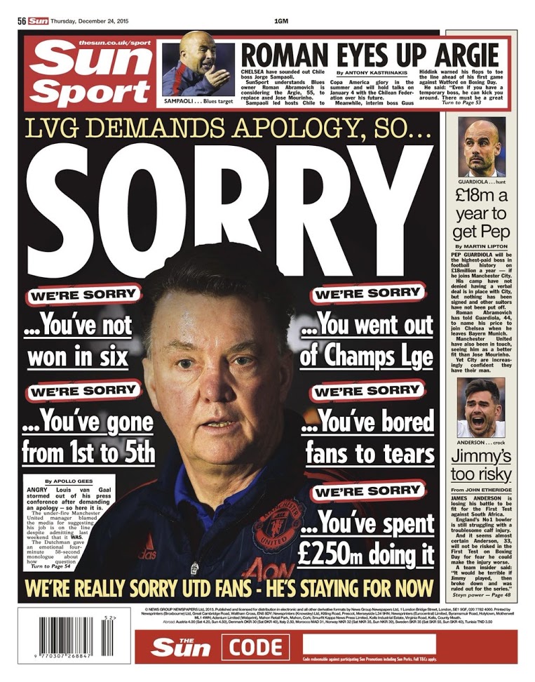 The Sun apologises to Van Gaal