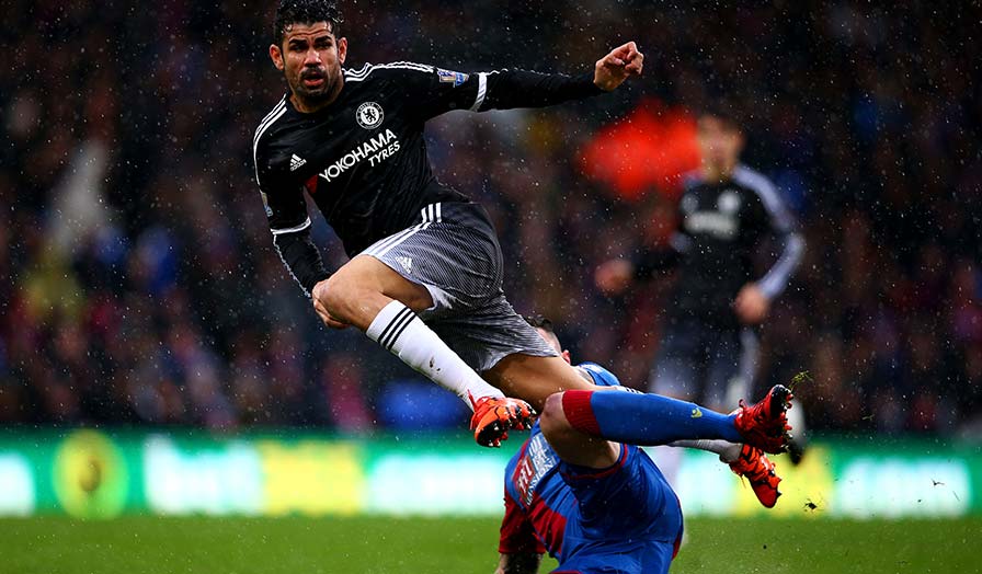 Diego Costa puts his best foot forward Image source: Priemierleague.com