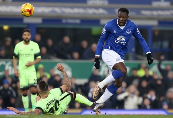 Robert Lukaku scored the goal the put his team into the second leg. Image Source: Manchester Evening News.