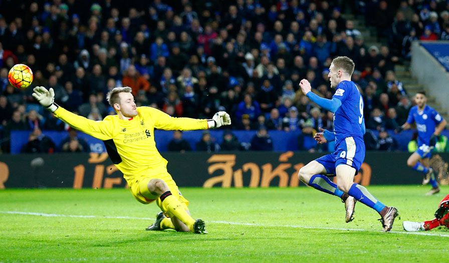 Vardy scores against Liverpool