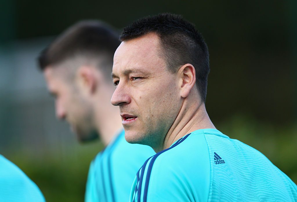 during a Chelsea training session ahead of their UEFA Champions League round of 16 match against Paris Saint-Germain at Chelsea Training Ground on February 15, 2016 in Cobham, England.