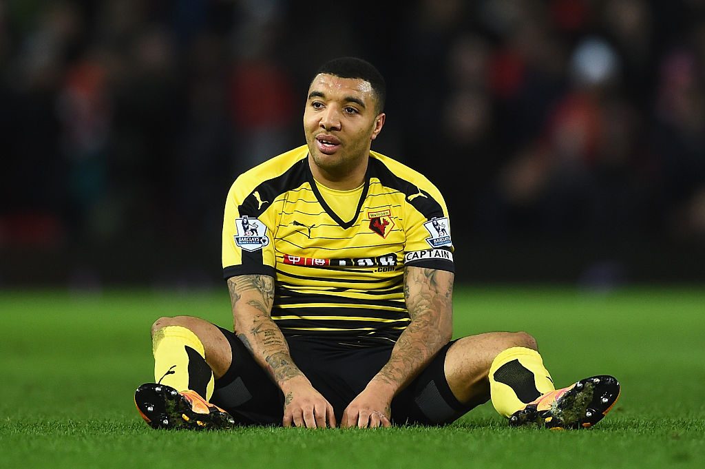 MANCHESTER, ENGLAND - MARCH 02:  Troy Deeney of Watford looks on during the Barclays Premier League match between Manchester United and Watford at Old Trafford on March 2, 2016 in Manchester, England.  (Photo by Laurence Griffiths/Getty Images)