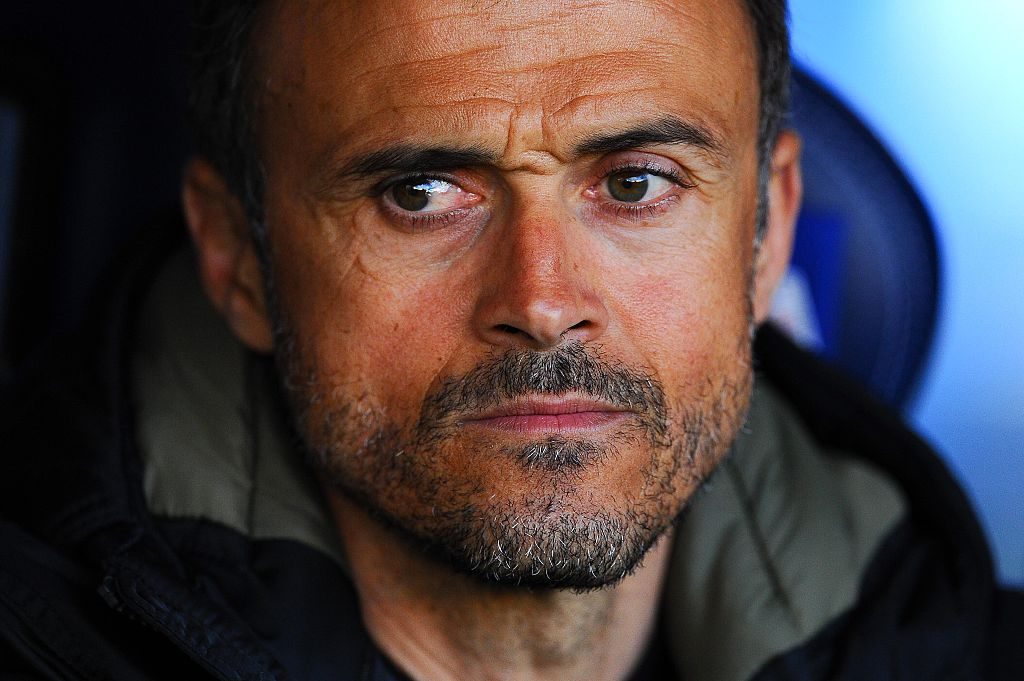 LA CORUNA, SPAIN - APRIL 20: Head coach Luis Enrique of FC Barcelona looks on prior to the La Liga match between RC Deportivo La Coruna and FC Barcelona at Riazor Stadium on April 20, 2016 in La Coruna, Spain. (Photo by David Ramos/Getty Images)