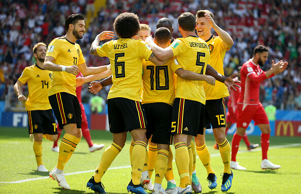 Belgium celebrate after beating Panama