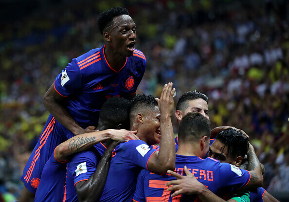 Colombia celebrate their victory 