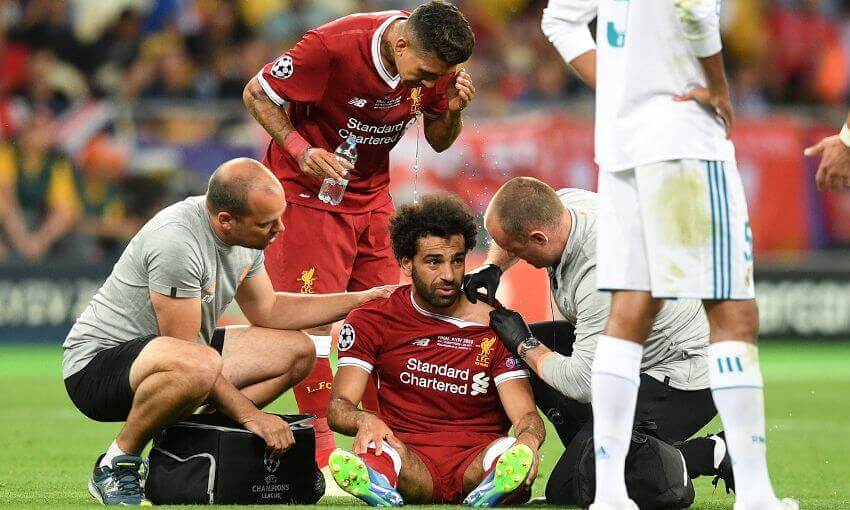 Salah was injured while playing for Liverpool in the Champions LEague final