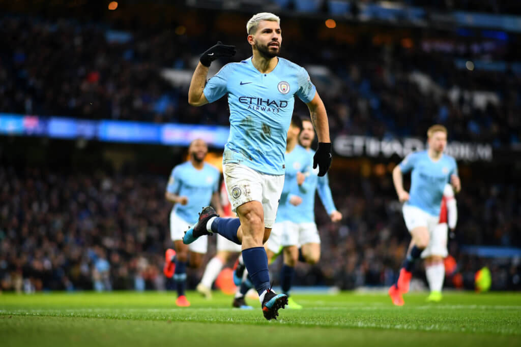 Sergio Aguero in action for Man City